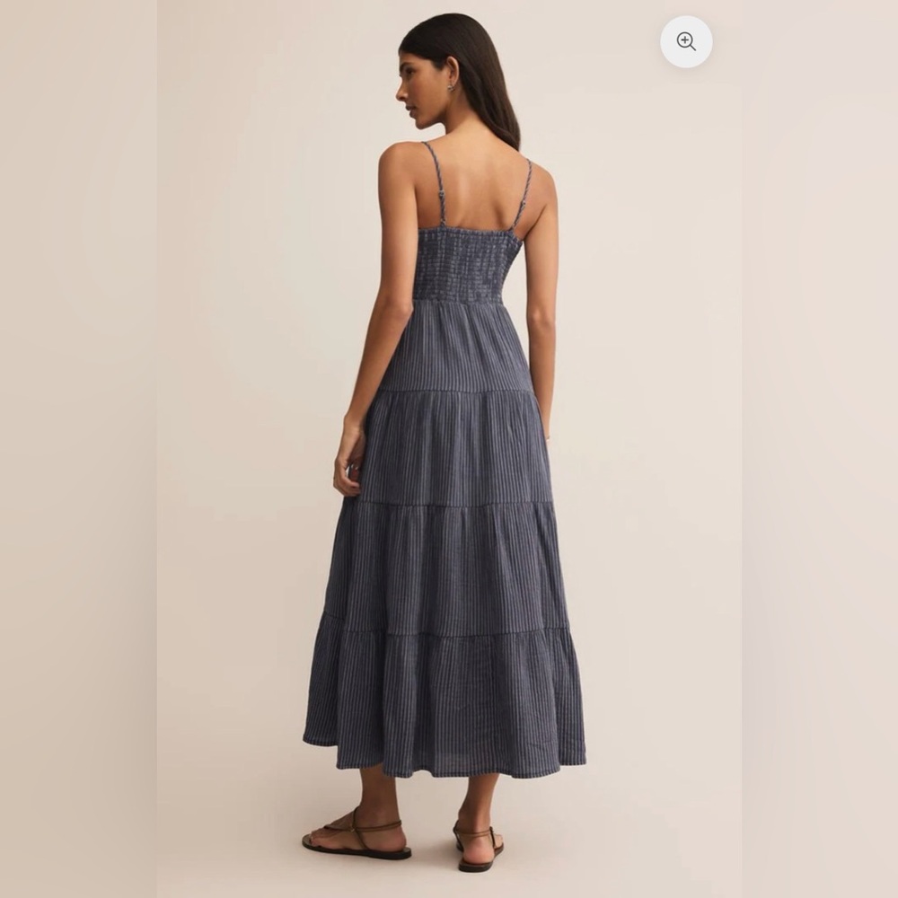 Z Supply Balos Striped Maxi Dress Supernova Gauzy Charcoal White Women’s Medium - Picture 3 of 13